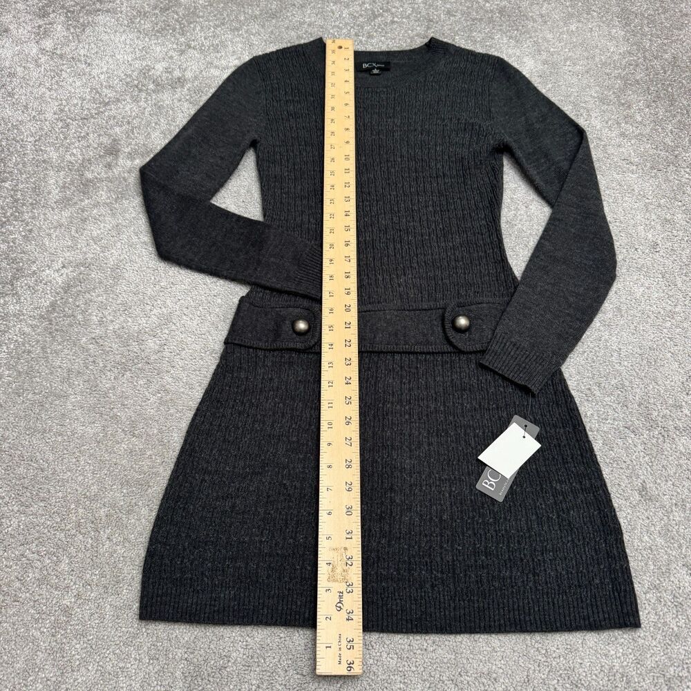 BCX Downtime A-Line Sweater Dress Womens Small smoke Gray Crew Neck Acrylic NWT - Picture 9 of 15